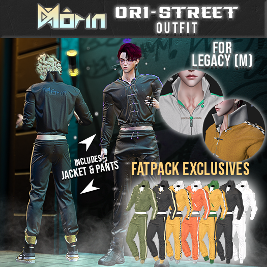 July 2026 - Ori-Street outfit rigged for Meshbody Legacy Male.